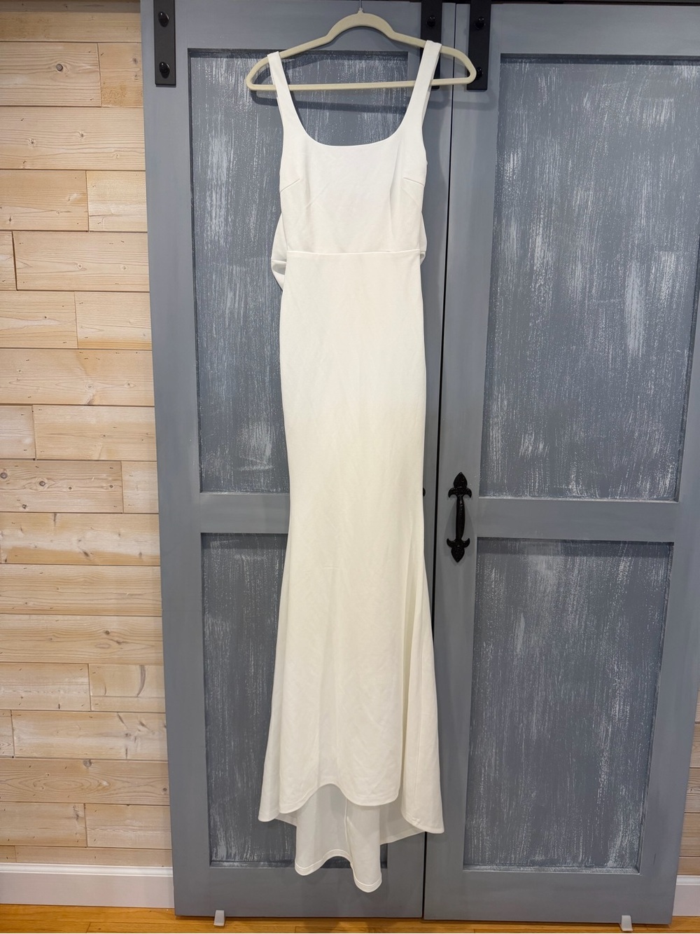 Lulus White Open Back Bow Mermaid Maxi Gown S NWOT Bridal Wedding Formal - Picture 4 of 10